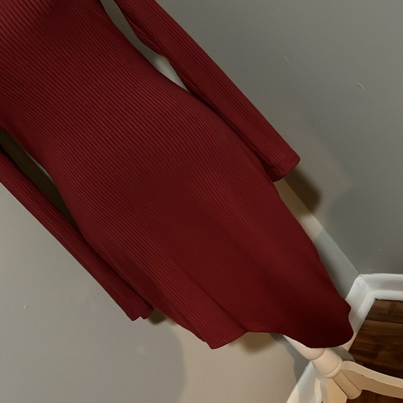 Pretty Garden Merlot Asymmetrical Midi Long Sleeve Dress Small - Picture 2 of 10